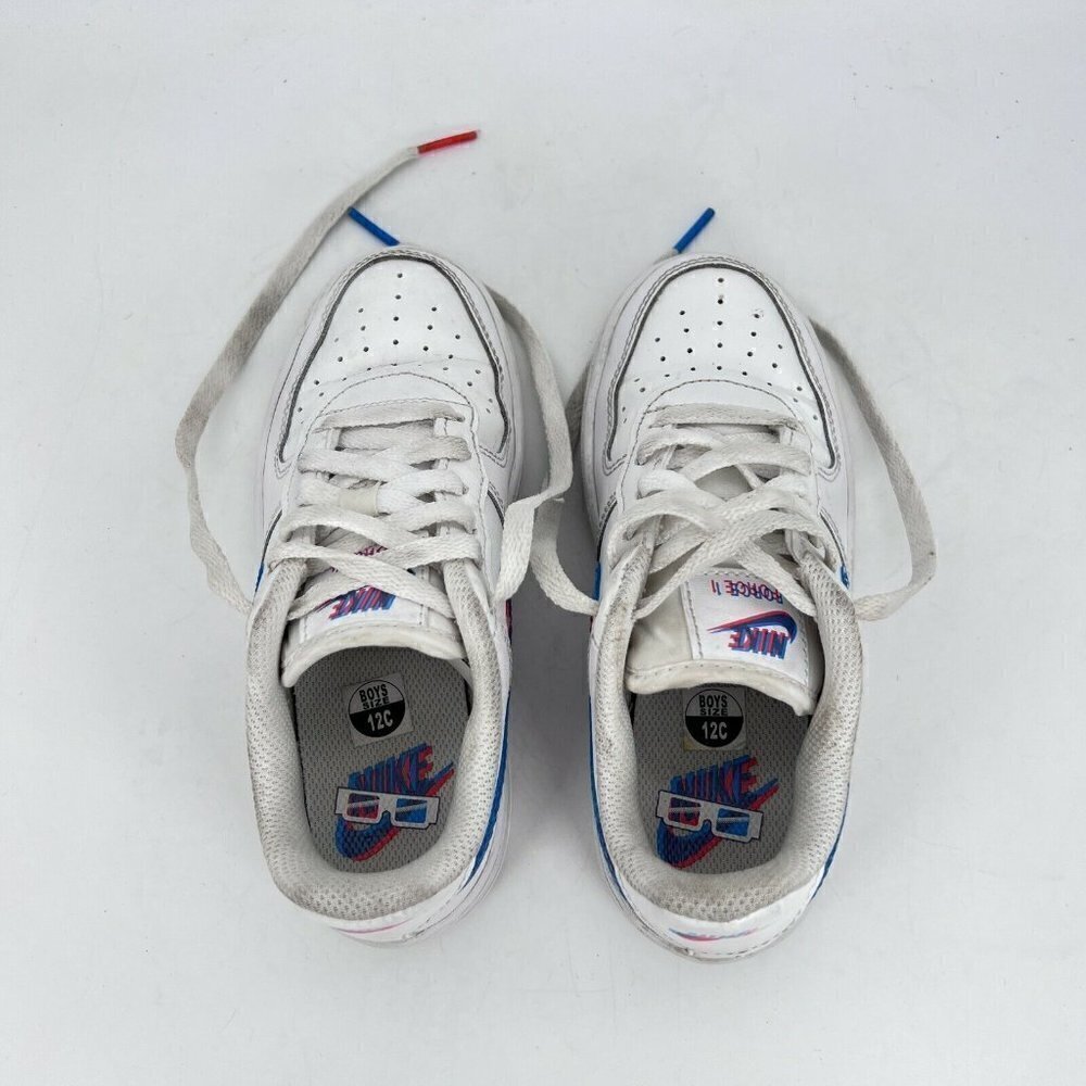 Nike Force 1 Lv8 Ksa 3d Glasses White Blue Red Youth Shoes CJ7160 100 Size 12C - Picture 10 of 12